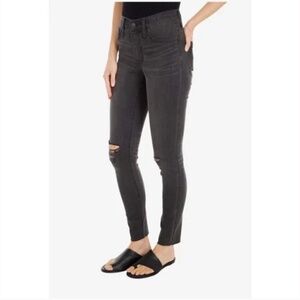 Madewell 9" Mid-Rise Distressed Charcoal Grey Skinny Jeans Size 2